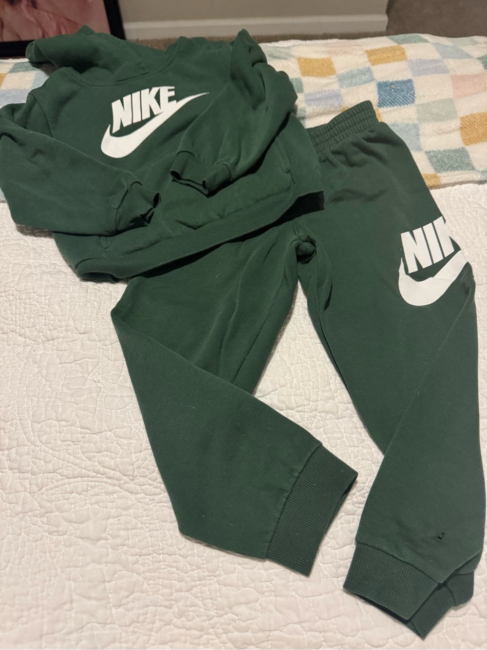 Nike Boys Dark Green Sweatshirt & Joggers Set with White Logo